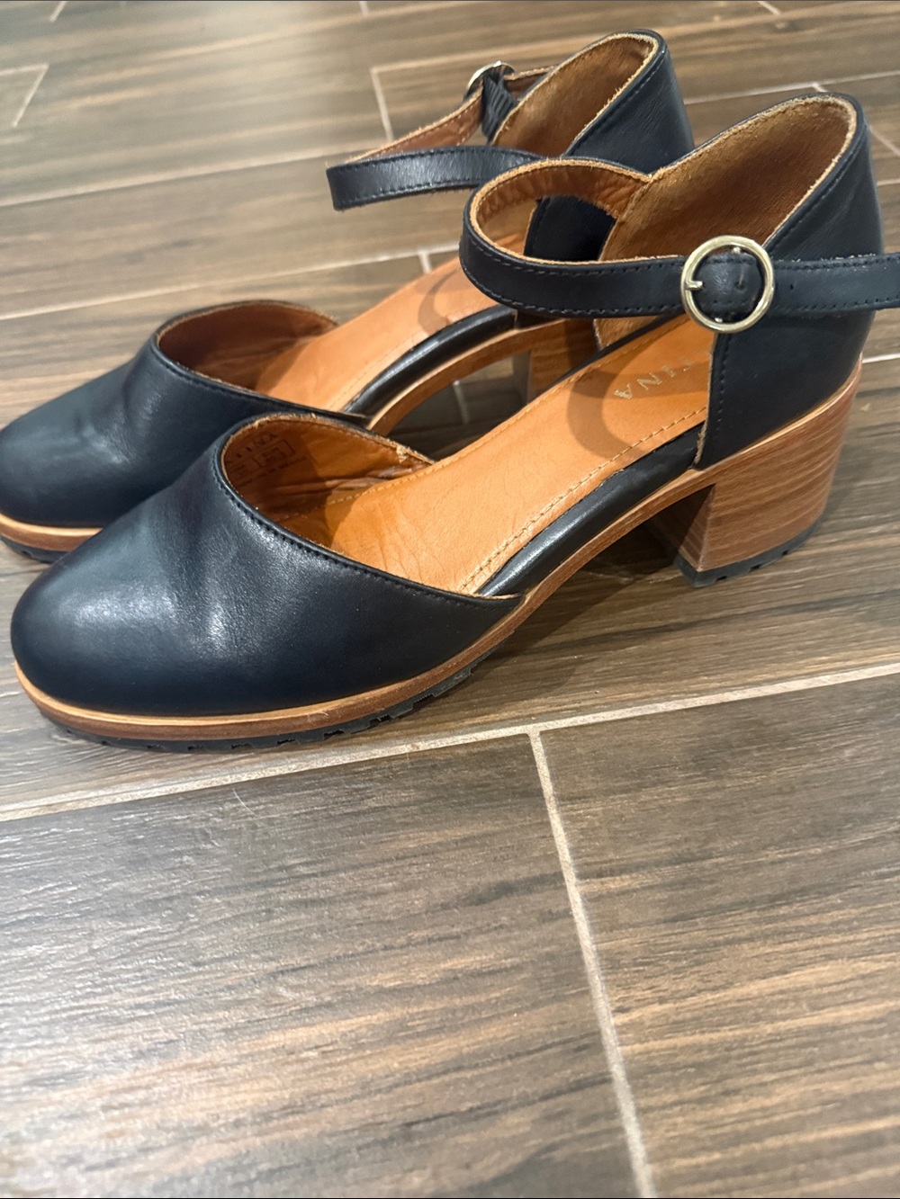 Patina  Leather Ankle-Strap Platform Heels - Picture 3 of 4